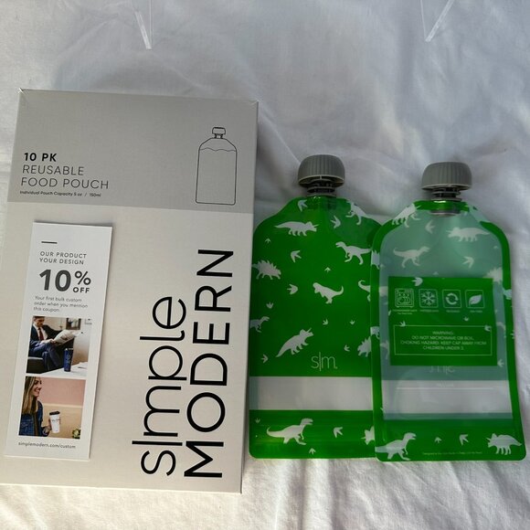 Reusable Food Pouch 5 ounce 10 Pack Dishwasher & Freezer Safe New - Picture 4 of 6